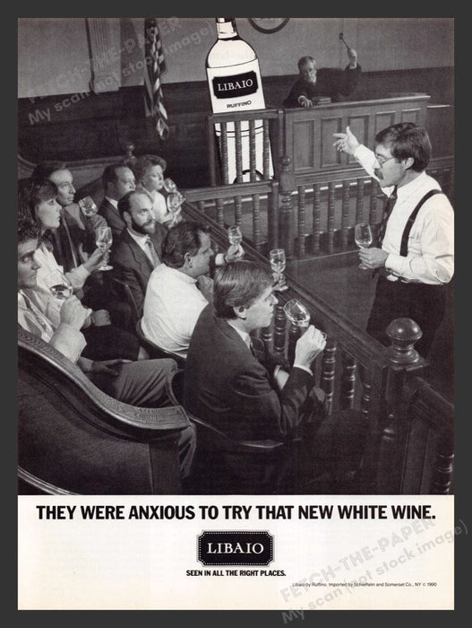 1990 Libaio Ruffino White WIne on Trial in Court Print Advertisement Ad