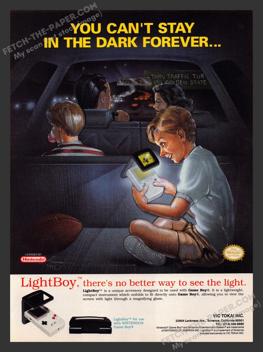 1990 Print Advertisement LightBoy Accessories Car Rides Video Game Ad.