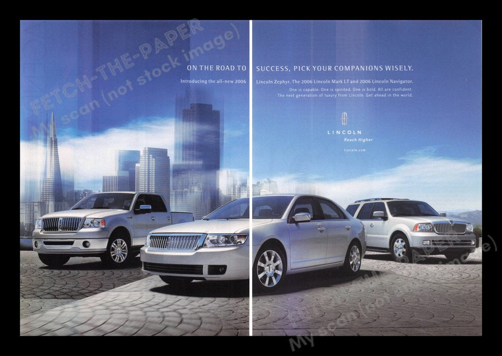 Lincoln Mark LT Zephyr Navigator Car 2000s Print Advertisement Ad (2 pages) 2006 Fetch the Paper!