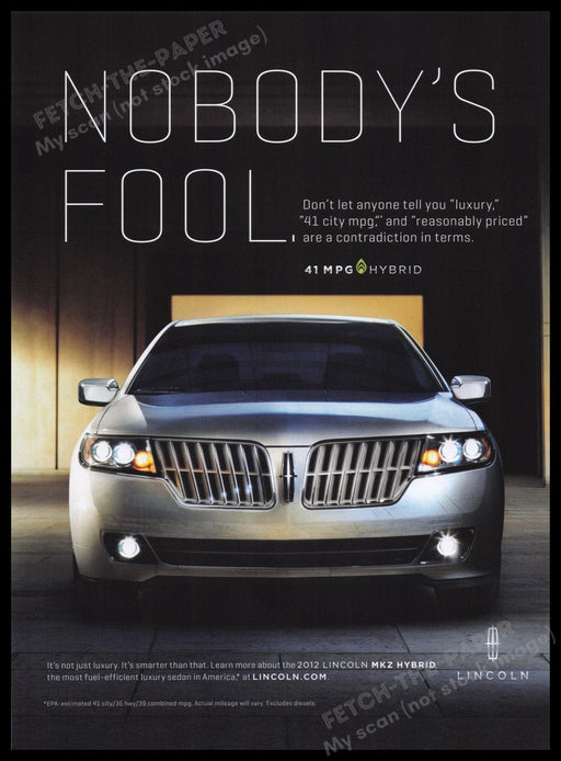 Lincoln MKZ Hybrid Car 2000s Print Advertisement Ad 2011 Fetch the Paper!