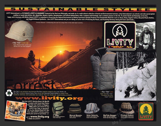 2007 Livity Clothing Outdoor Sustainable Print Advertisement Ad.