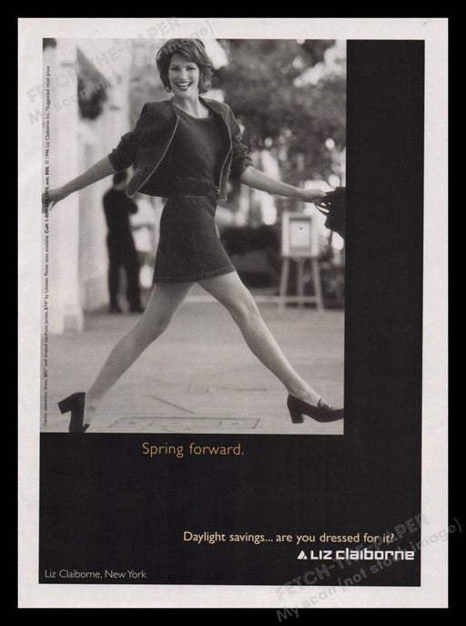 Liz Claiborne Clothing 1990s Print Advertisement Ad 1996 Legs Spring Forward Fetch the Paper!