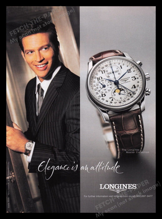 Longines Watch 2000s Print Advertisement Ad 2006 Harry Connick Jr. Actor Fetch the Paper!