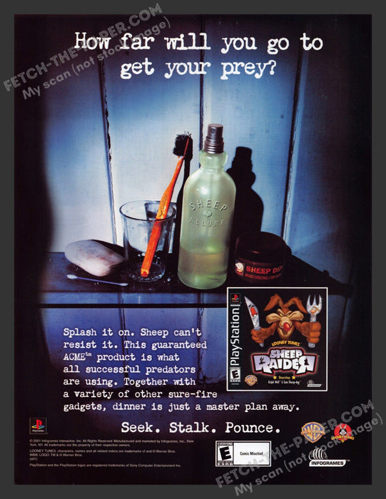 2001 Print Advertisement Looney Tunes: Sheep Raider Video Game Ad.