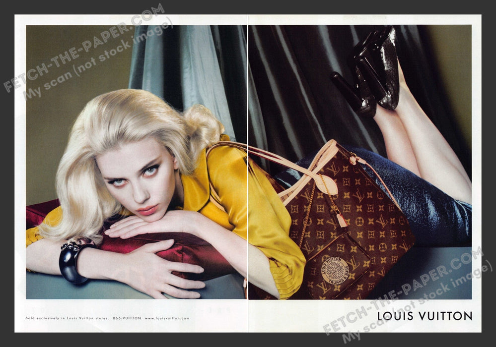 2007 Print Advertisement 2 Page Louis Vuitton Bag Scarlett Johansson Actress Ad.