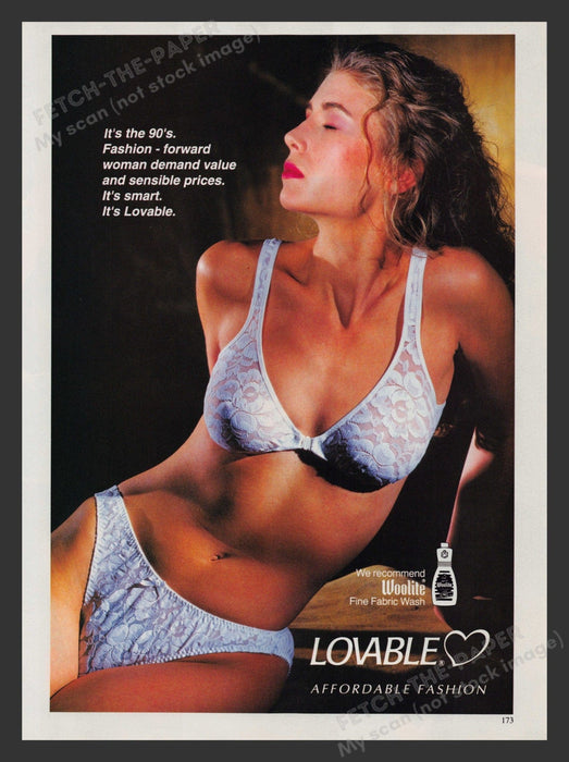 Lovable 1990s Print Advertisement 1992 Bra Panties Light Fashion Forward Fetch the Paper!