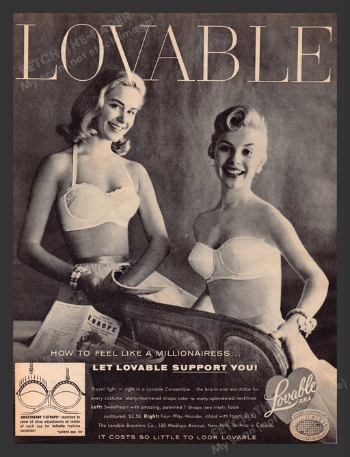 1956 Lovable Bra Young Girls Print Advertisement Ad