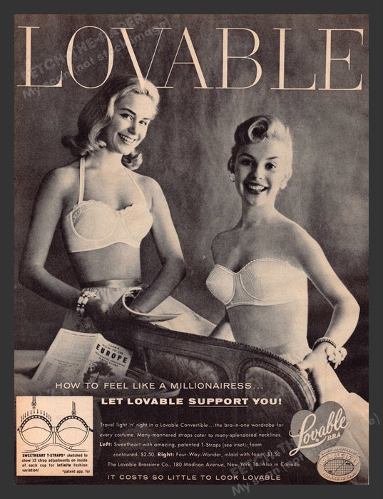 1956 Lovable Bra Young Girls Print Advertisement Ad