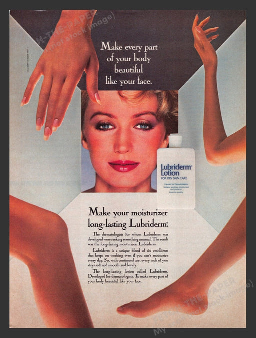 1984 Lubriderm Lotion Face, Legs, Arms, Hands Print Advertisement Ad