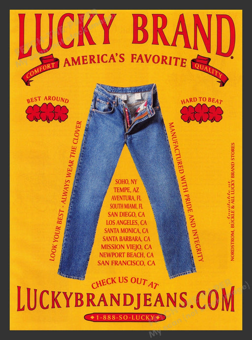 Lucky Brand 2000s Print Advertisement 2000 Jeans America's Favorite Fetch the Paper!