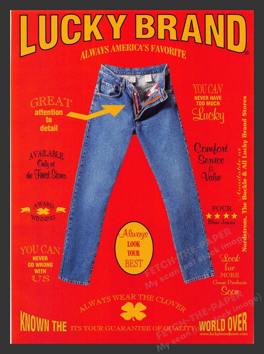 1998 Lucky Brand Jeans Always Wear the Clover Print Advertisement Ad