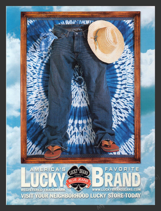 2002 Lucky Brand Jeans Hat Flip Flops Print Advertisement Ad