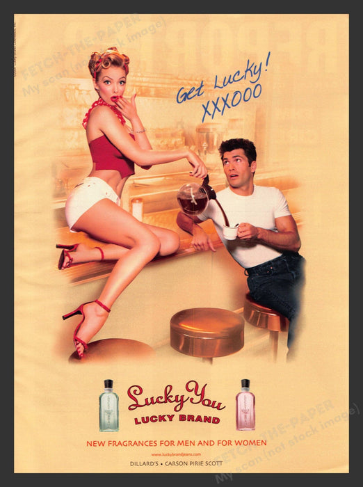 2001 Lucky You Brand Fragrance Jaime Pressly Actress Print Advertisement Ad.