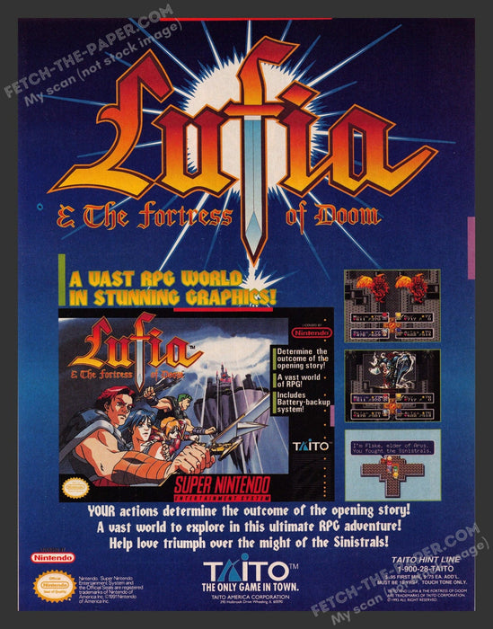 Lufia & The Fortress of Doom Video Game 1990s Print Advertisement Ad 1993 Fetch the Paper!