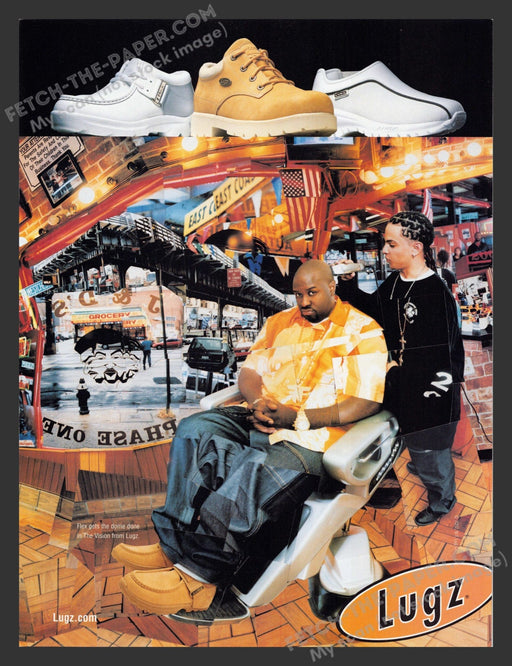 2002 Lugz Shoes Funk Master Flex "The Vision" Musician Print Advertisement.