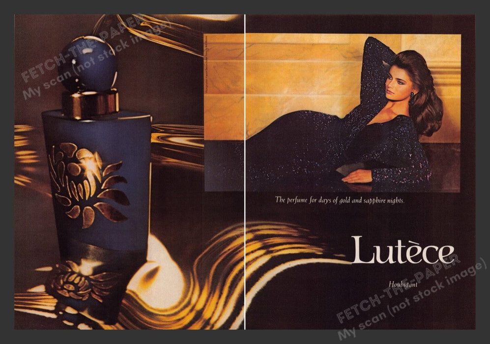 1984 Lutece Houbigant Fragrance Gold & Sapphire Print Advertisement (2 Pages)
