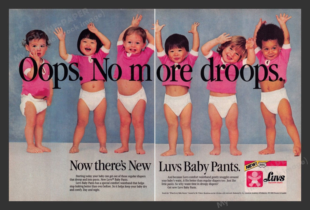 1986 Luvs Diapers Babies Pants Happy! Print Advertisement (2 Pages)