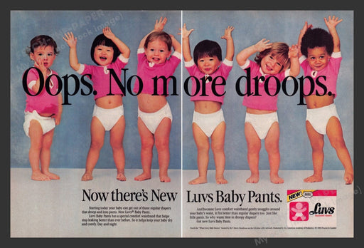 1986 Luvs Diapers Babies Pants Happy! Print Advertisement (2 Pages)