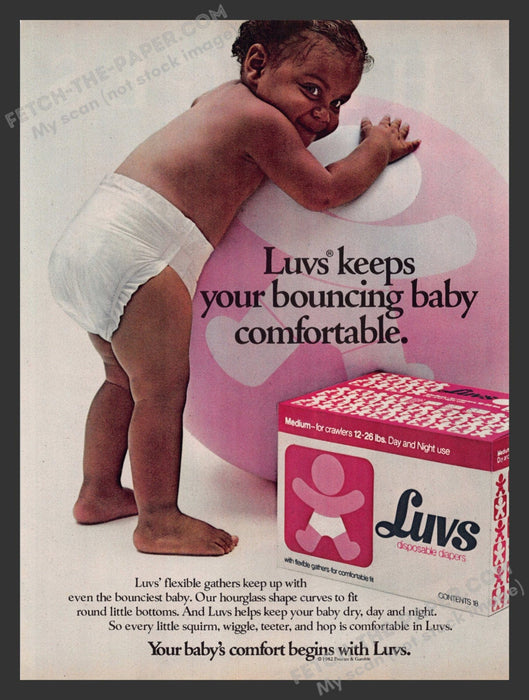 1982 Print Advertisement Luvs Disposable Diapers Ad.