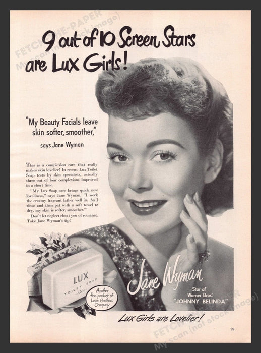 1948 Lux Toilet Soap Jane Wyman Print Advertisement Ad