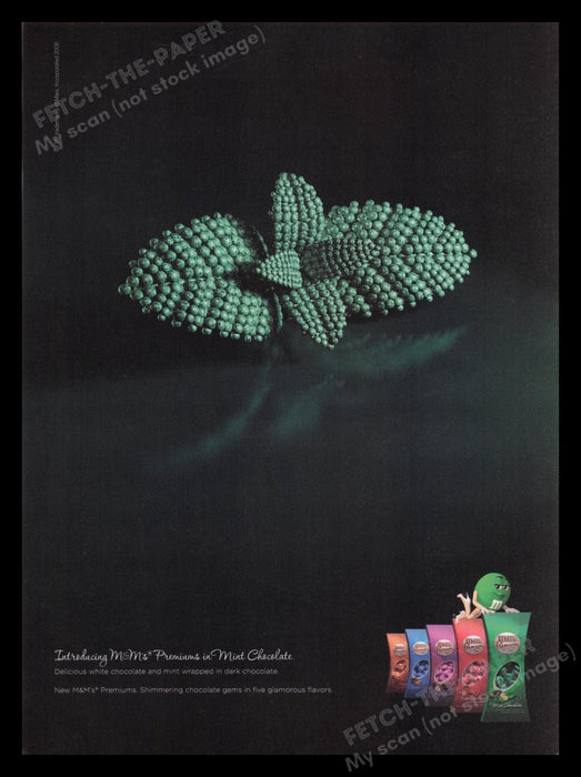 M&M's 2000s Print Advertisement Ad 2008 Mint Miss Green Character Fetch the Paper!