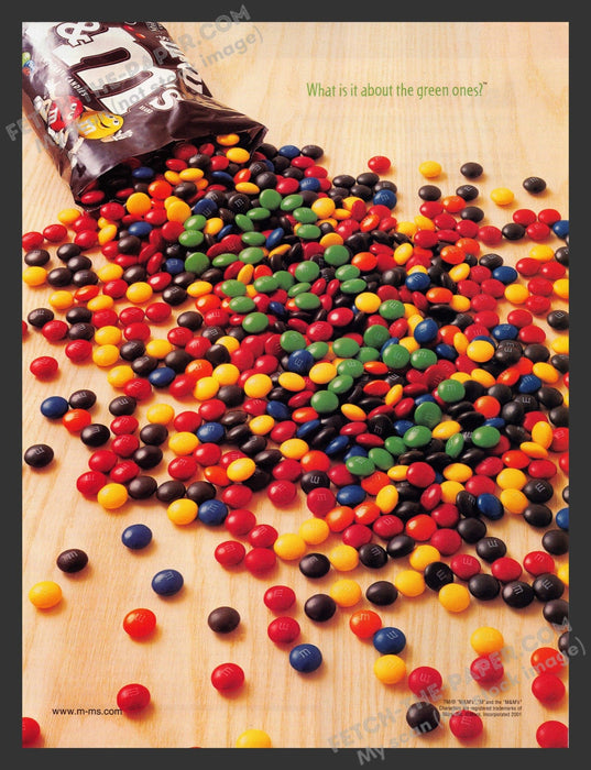 2001 Print Advertisement M&M's Candy Yummy Ad.