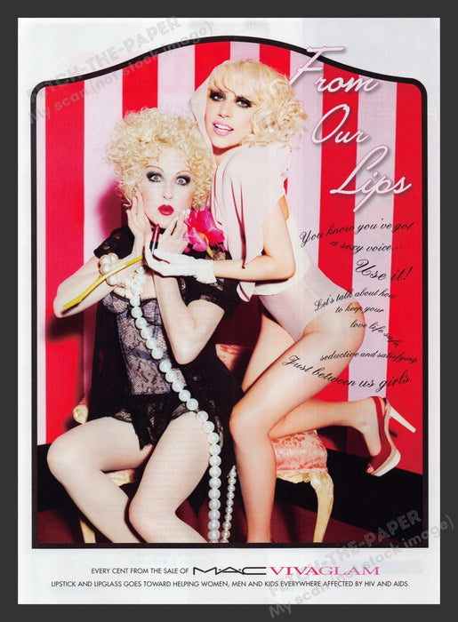 MAC 2000s Print Advertisement 2010 VivaGlam Lady Gaga Cyndi Lauper Cosmetics Fetch the Paper!