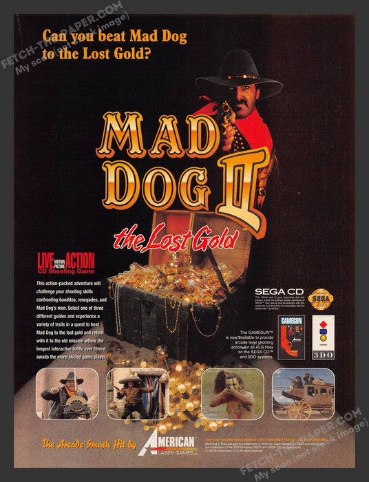 1990s Print Advertisement Mad Dog II The Lost Gold Video Game Ad.
