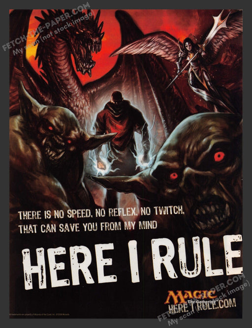 2008 Print Advertisement Magic the Gathering "Here I Rule" Video Game Ad.