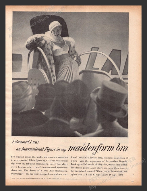 1956 Maidenform I Dreamed I was an International Figure Print Advertisement Ad