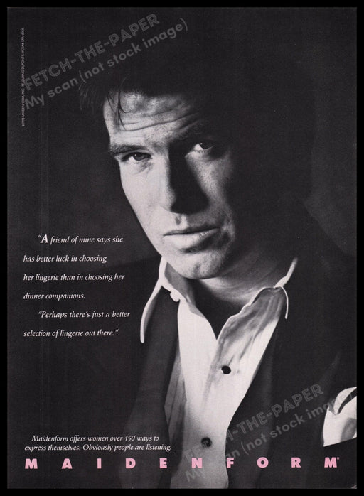 Maidenform Lingerie 1990s Print Advertisement Ad 1990 Pierce Brosnan Fetch the Paper!