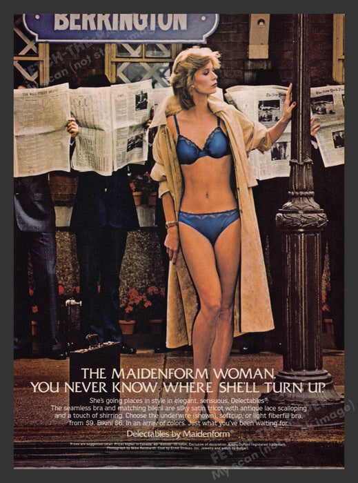 1983 Maidenform Woman Catching a Cab Bra & Panties Print Advertisement Ad