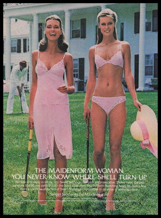 Maidenform Woman Lingerie 1980s Print Advertisement Ad 1982 Women Croquet Fetch the Paper!