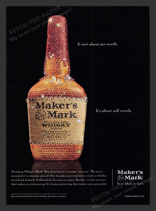 2011 Maker's Mark Bourbon Whisky Blinged Bottle Print Advertisement Ad