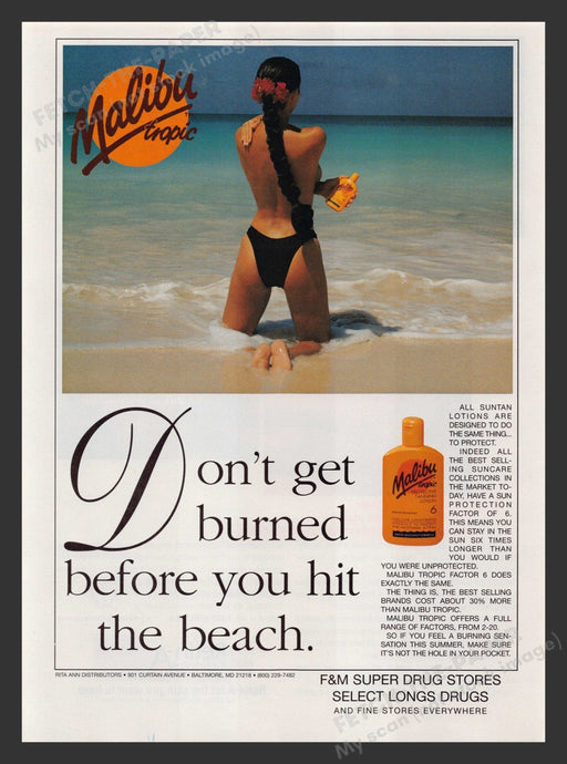 Malibu Tropic Beach Bikini Brazillian 1990s Print Advertisement 1995 Fetch the Paper!