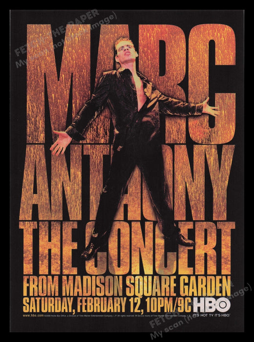 Marc Anthony Concert Madison Square Gardens Promo 2000s Print Advertisement 2000 Fetch the Paper!