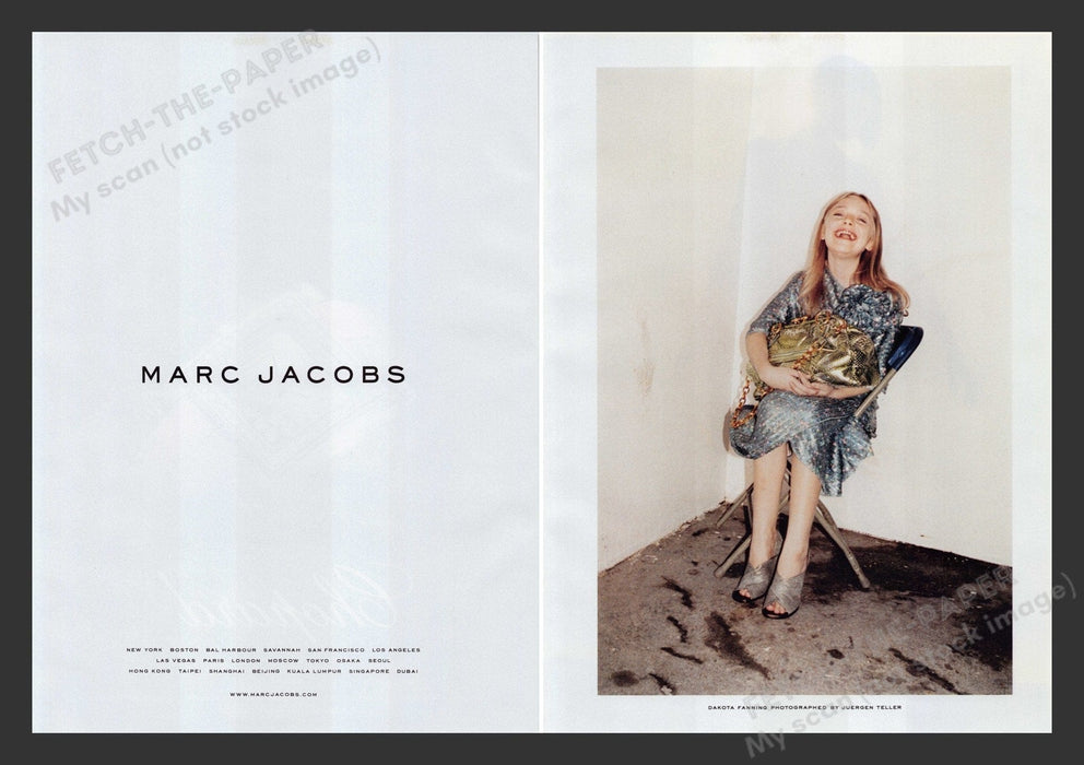 Marc Jacobs 2000s Print Advertisement (2 pages) 2007 Dakota Fanning Actor Girl Fetch the Paper!