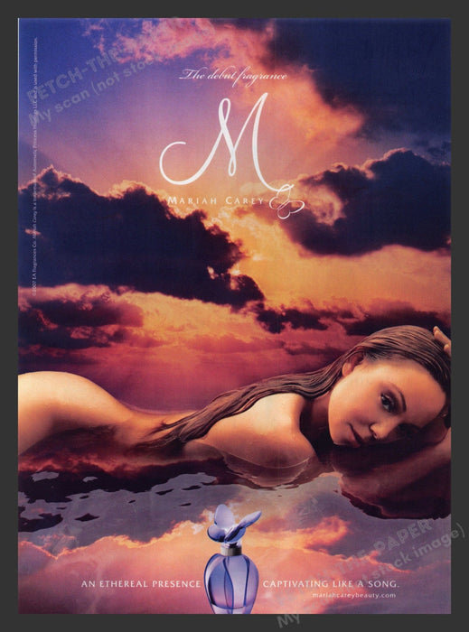 Mariah Carey 2000s Print Advertisement 2007 M Fragrance Naked Clouds Purple Fetch the Paper!