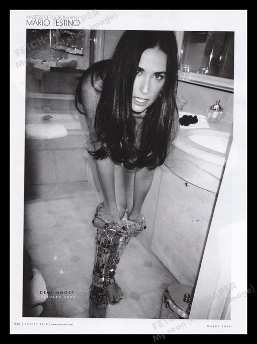 Mario Testino Photography Demi Moore 2000s Print Advertisement Ad 2008 Bathroom Fetch the Paper!