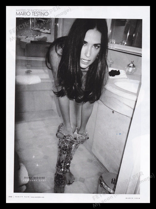Mario Testino Photography Demi Moore 2000s Print Advertisement Ad 2008 Bathroom Fetch the Paper!