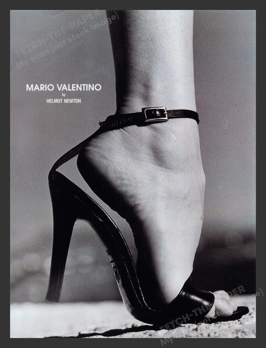 Mario Valentino 2000s Print Advertisement Helmut Newton Arched Foot Heels Fetch the Paper!