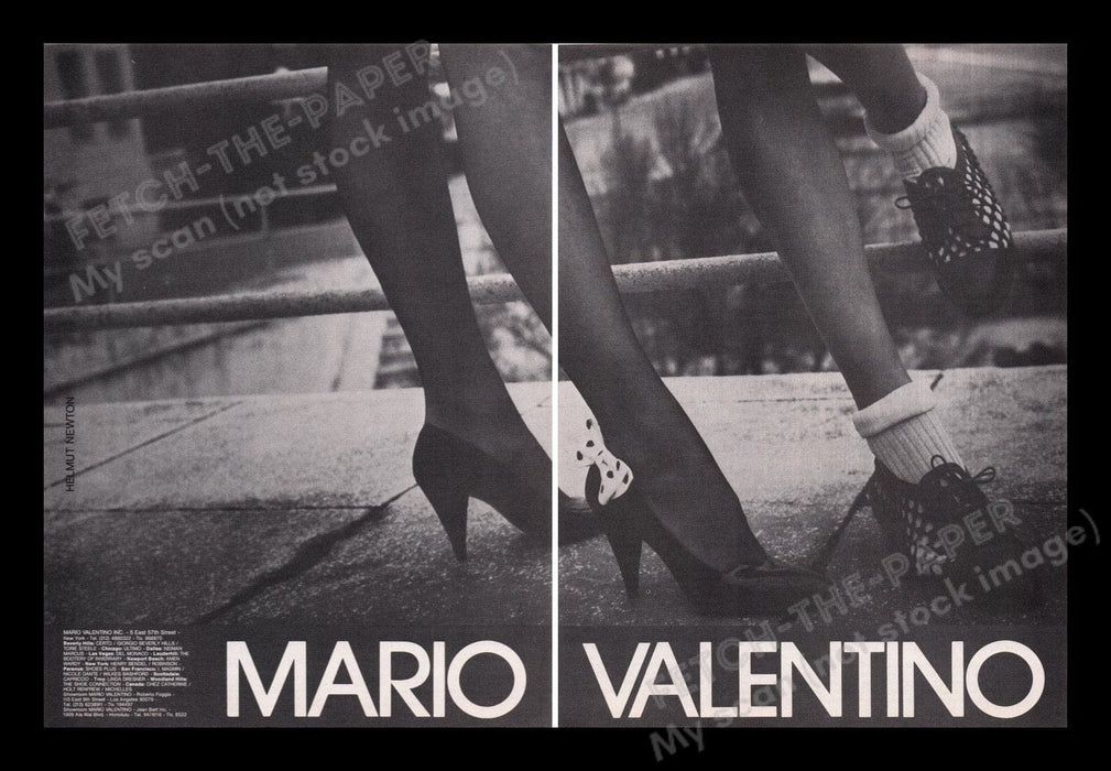 Mario Valentino Shoes 1980s Print Advertisement (2 pages) 1985 Legs Heels Sexy Fetch the Paper!