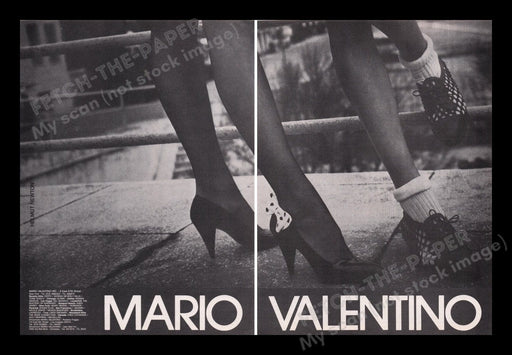 Mario Valentino Shoes 1980s Print Advertisement (2 pages) 1985 Legs Heels Sexy Fetch the Paper!
