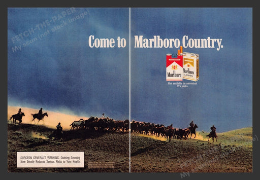1986 Marlboro Country Cigarettes Roundup Horse Print Advertisement (2 Pages)