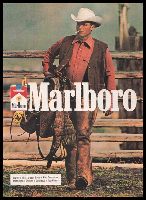Marlboro 1980s Print Advertisement Ad 1982 Fetch the Paper!