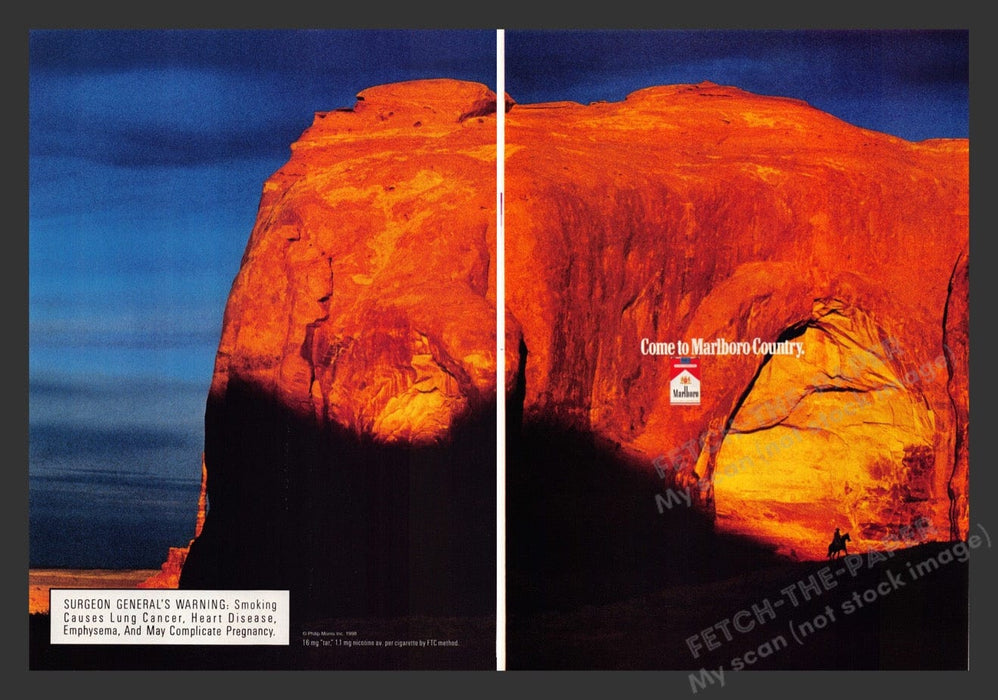 1998 Marlboro Cigarettes Cowboy Red Rock Cliff Print Advertisement (2 Pages)