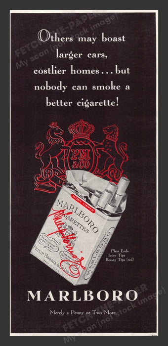 1948 Marlboro Cigarettes Philip Morris Print Advertisement Ad