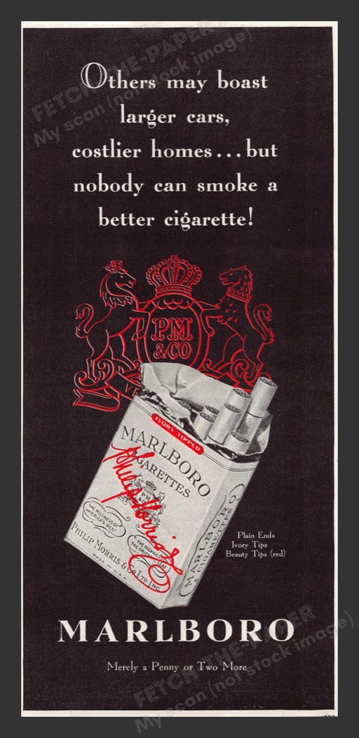 1948 Marlboro Cigarettes Philip Morris Print Advertisement Ad