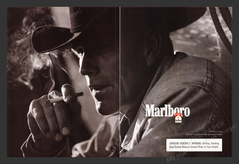 2000 Marlboro Cigarettes Sexy Cowboy Print Advertisement (2 Pages).