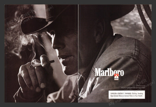 2000 Marlboro Cigarettes Sexy Cowboy Print Advertisement (2 Pages).